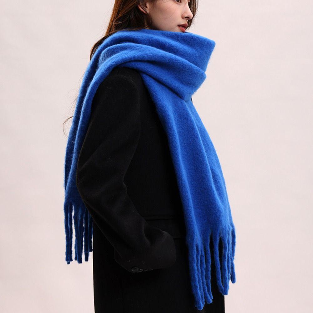Mohair Winter Wool Scarf Plush Long Shawl Elegant Winter Cashmere Scarves  Girl