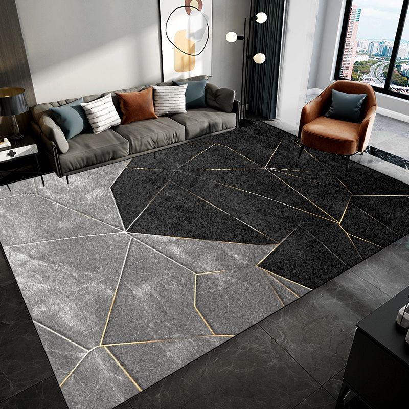 Nordic Black Grey Geometry Carpet for Living Room Home Sofa Area Non-slip Design Rugs Decoration Bedroom Bedside Soft Floor Mat