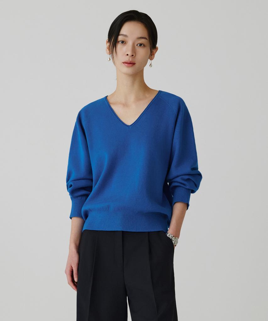 Siyajyu Sikn2181 Balloon V-Neck Loose Fit Knit_Blue