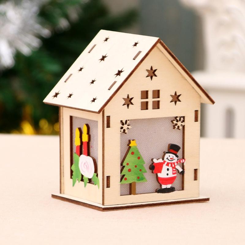 3/5’’ Xmas Desk Decor House Santa/Snowman/Reindeer Tabletop Decor Lovely Christmas Ornament DIY Wooden Puzzle Art Crafts