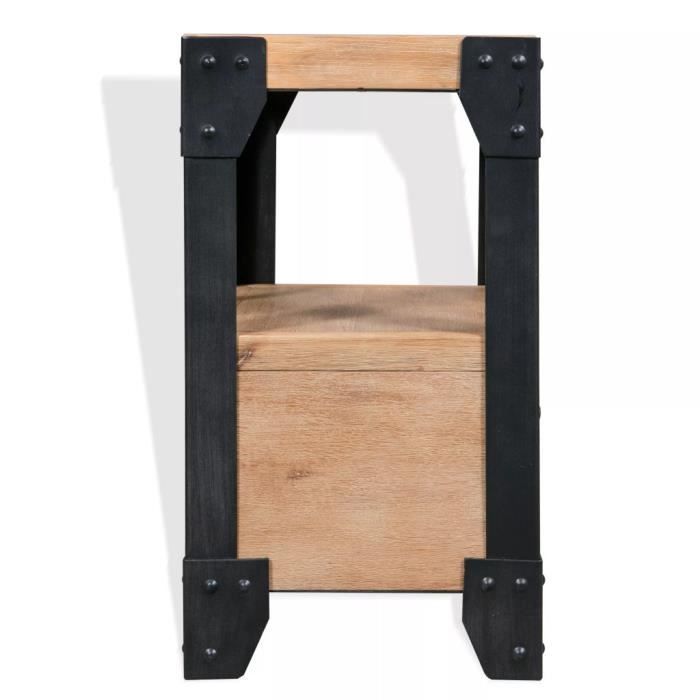 Table de chevet - vidaXL - Bois d'acacia - Acier - 40 x 30 x 54 cm - 1 tiroir et 1 étagère