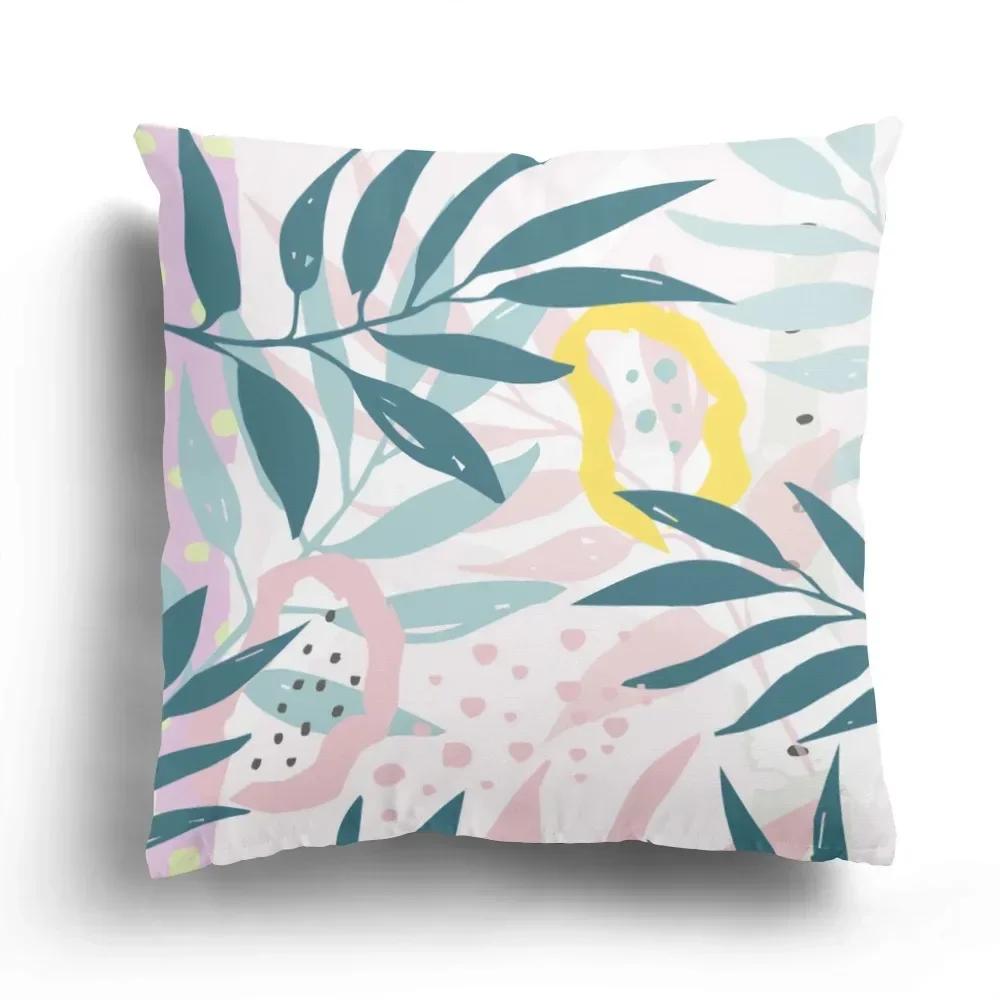 Office Sofa Car Cushion Cover Luxury Home Decoration Pillow Cover Creative Leaves Tropical Plant Pattern
