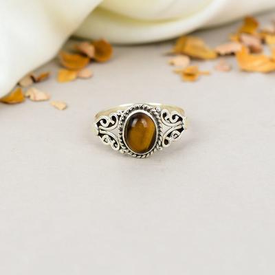 Tiger Eye 925 Sterling Silver Brown Gemstone Handmade Jewelry For Women