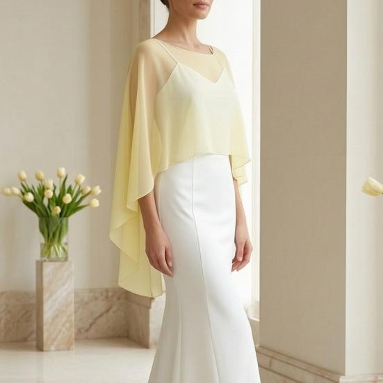 Soft Drape Blouse for Air Conditioned Rooms Women's Shawls And Wraps Evening Dress, Chiffon Shawl, Elegant Sophisticated Office Casual Wear