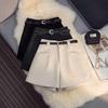 Women's High-Waisted A-Line Woolen Shorts, Autumn/Winter 2025 - Slim Fit, Versatile, Wide-Leg Design with 1 Pocket