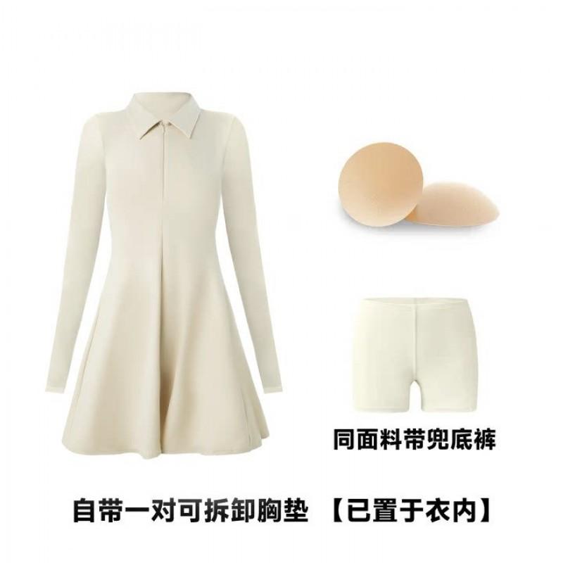 Womens Tennis Skirt With Collar Long Sleeve Or Sleeveless Quick-Dry Breathable Sport Skort Gym Running Fitness