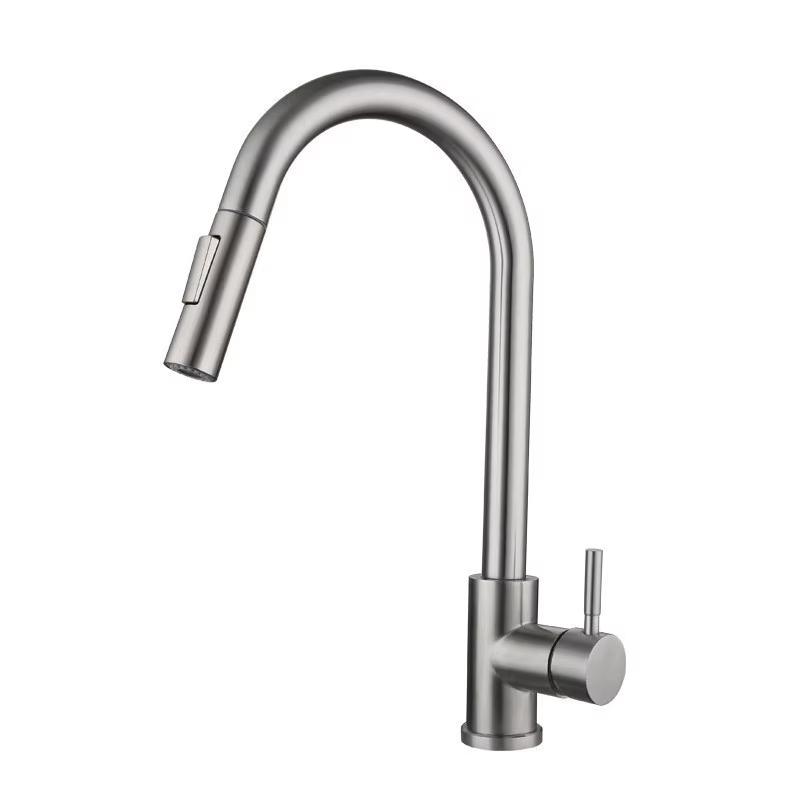 Kitchen Faucet Stainless Steel Brushed Faucet Kitchen Sink Faucet Pull-out Kitchen Water Faucet Single Hole Faucet G1/2