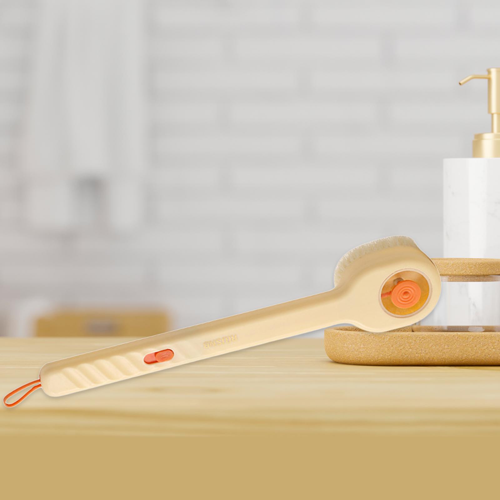 

Отшелушивающий скраб для тела, инструмент для глубокой очистки с дозатором мыла, мягкая щетка для ванны, щетка для спины, щетка для душа для ванной комнаты и дома жёлтый