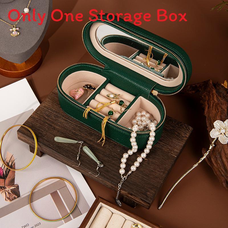 Jewelry Storage Box Pu Material With Mirror For Travel And Gifting