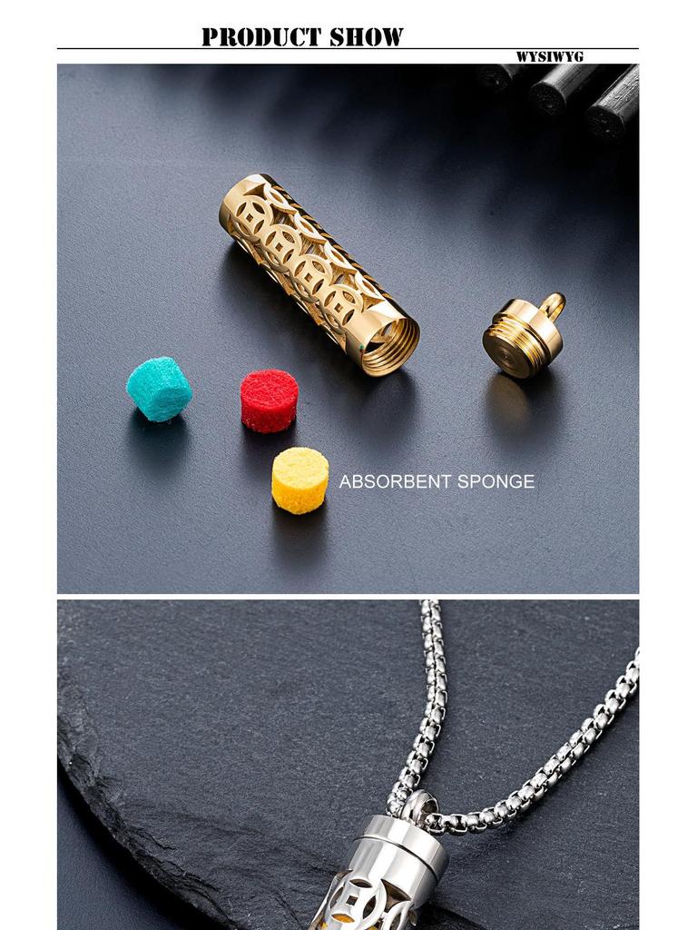Stainless Steel Aromatherapy Essential Oil Diffuser Pendant Necklace