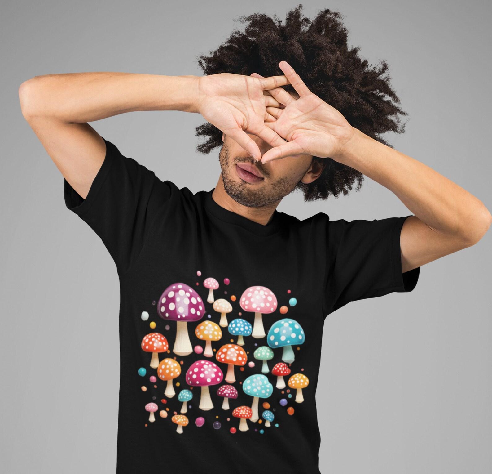 Floating Fungi T-Shirt: Magic Mushroom Unisex Tee M