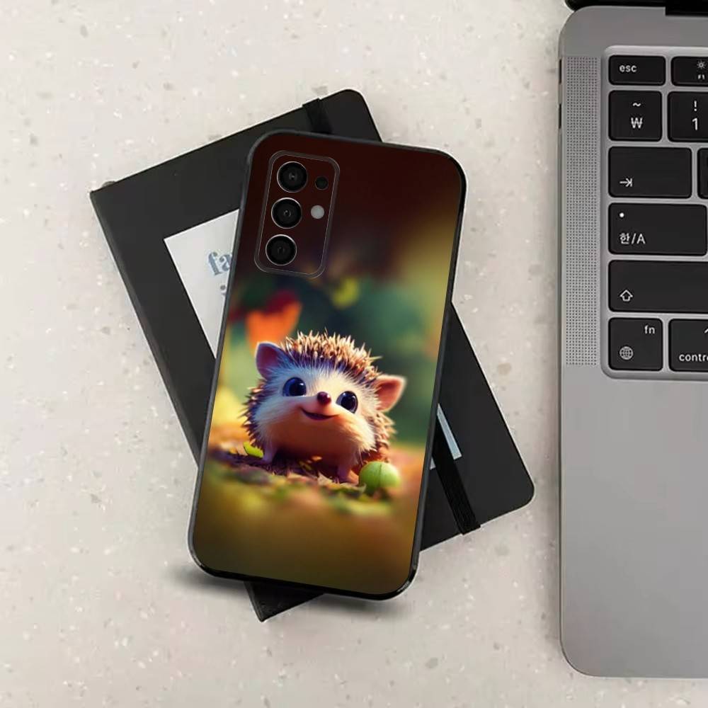 Hedgehog Cute Animal For Samsung Galaxy A53,31,52,72,41,Note,J7,8,9,5G,22,73,32,71, Soft Black Silicone Case