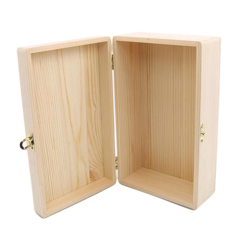 Home Storage Box Natural Wooden With Lid Golden Lock Postcard Organizer Handmade Craft Jewelry Case Wooden Box Casket NEW