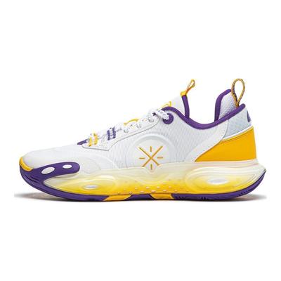 Li Ning City 12 Beng Technologie Low Top Basketballschuhe Kinder Sneaker Weiß Gelb YKBU032-1