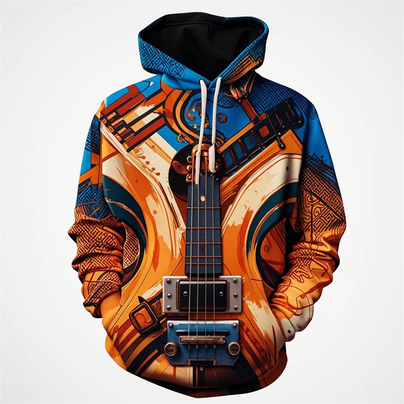 

Vintage Musical Instruments 3D Graphic Hoodie Men Women Fashion Guitar Print Pullover Hoodies Kid Street Oversize Casual Y2k Top
