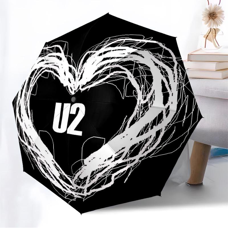 1pc U2, Music Band Logo Automatic Folding Umbrella] Durable Iron Frame & Rod, Portable Folding, Makes a Great Holiday Gift yy251016290