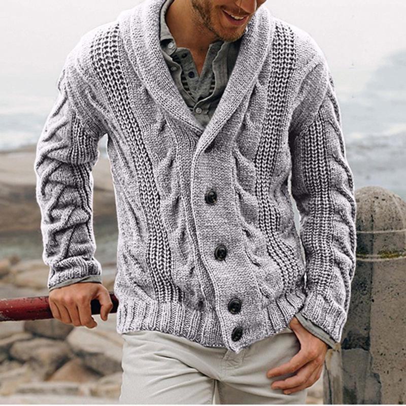 Einreihige Strickjacke für Herren, lockere Passform, große Größe, dicke Nadel, perfekt für Frühling und Herbst.