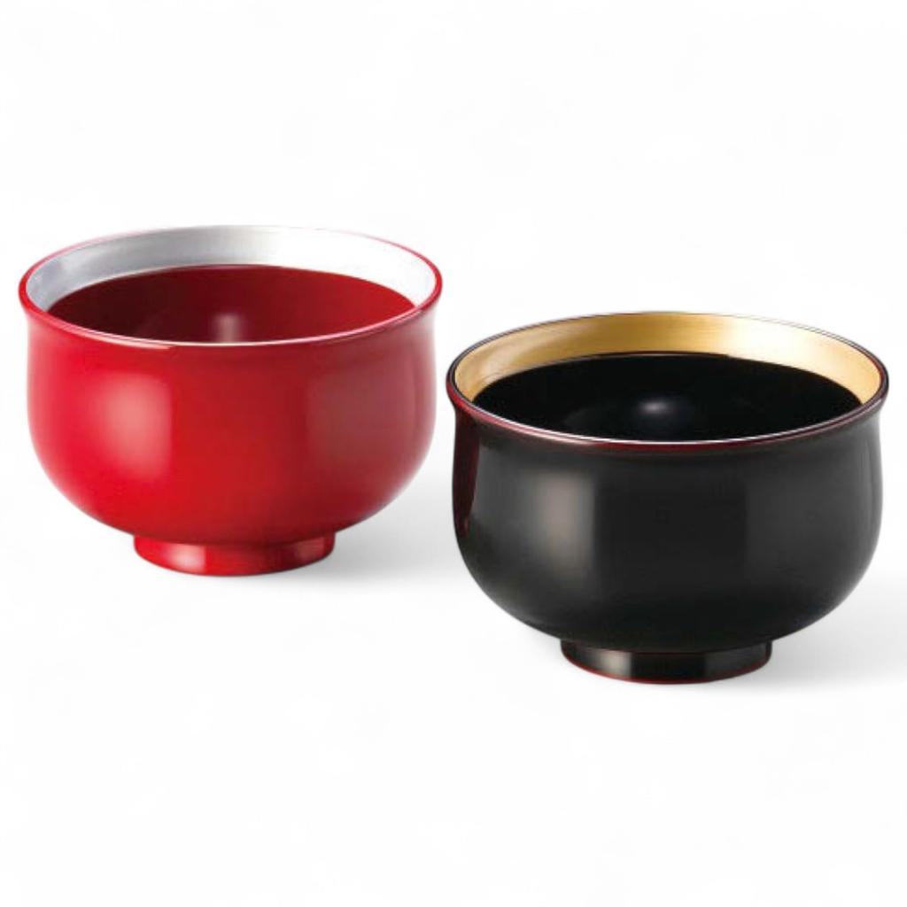 Set of 2 Lacquerware Made in J-kitchens Bowls, Hand-Painted, Japan, PID-529234