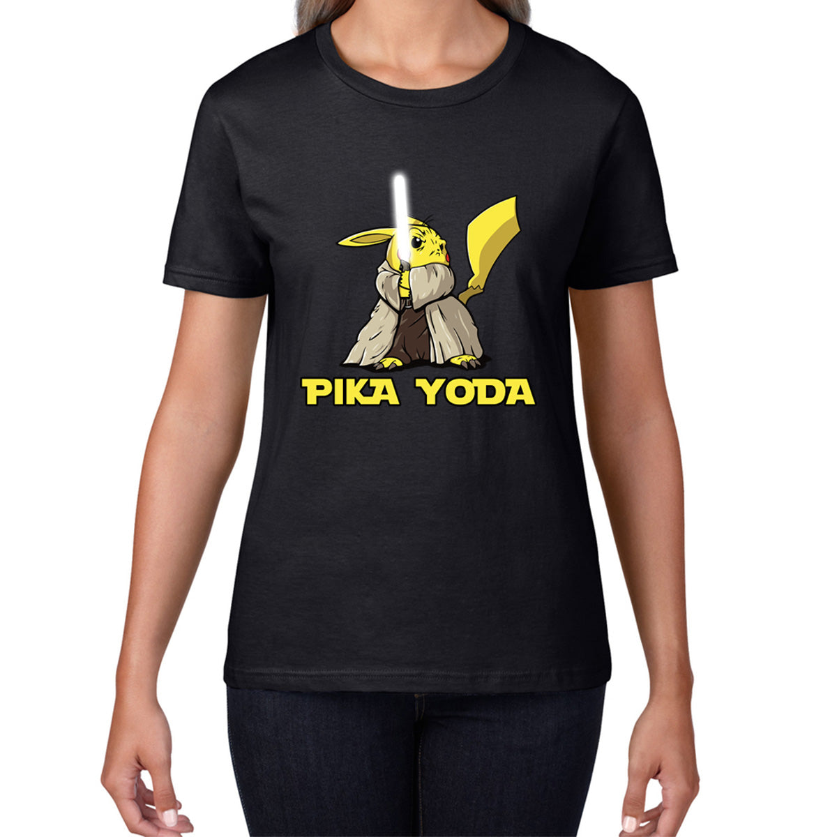 Pika Yoda Pikachu As Master Yoda Jedi Pokémon Star Wars Parody Jedi Pika Star Wars Day 46th Anniversary Womens Tee T Shirt Mens Tops Unisex Top L