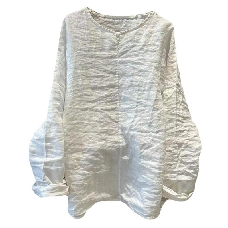 Johnature Damen Casual Weiße T-Shirts Langarm O-Ausschnitt T-Shirts Frühling Lose Hochwertige Damen T-Shirts