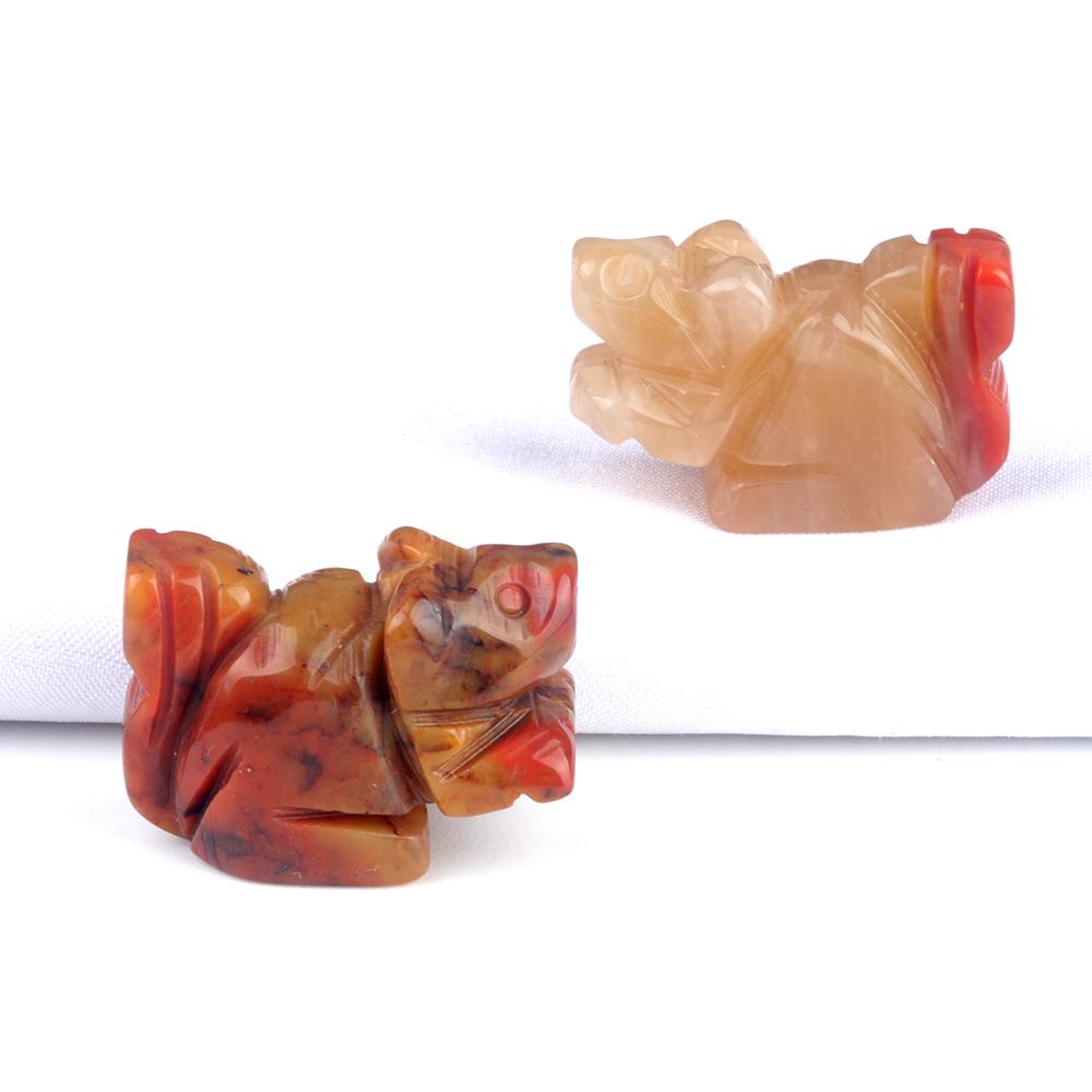 Lucky Ornaments Natural Stone Agates/Green Aventurine Carved Squirrels-Shaped Decorative Ornament Home Handicrafts