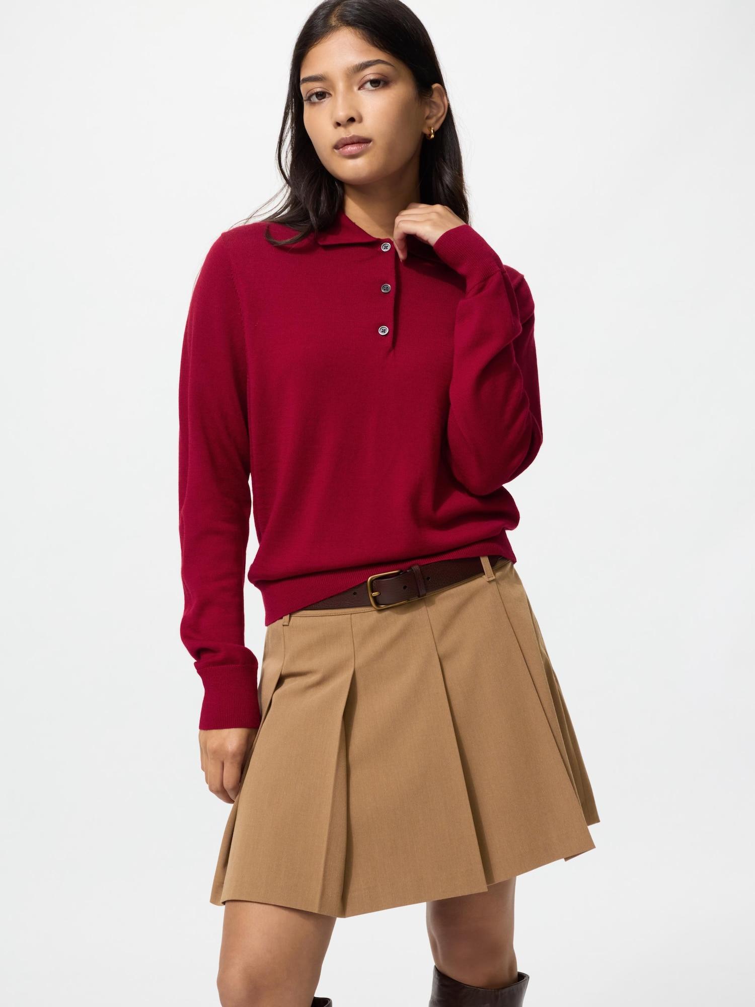 

Поло-свитер из мериносовой шерсти Uniqlo 15 RED/WOMEN XXL