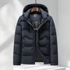 Mens Lightweight Hooded Down Jacket Winter Daily Wear Loose Fit Warm Parka With Removable Hat 50% Goose Fill