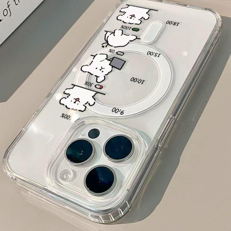 Puppy Line: Cute Magnetic Charging Case for Apple iPhone 15/14 Pro Max/13/12 PM