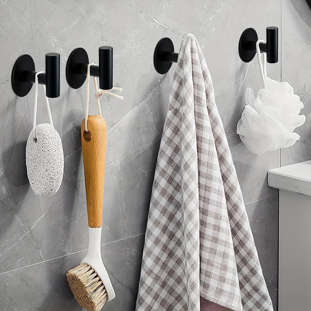 No-Drill Fashion Wall Hook Set Of 4, Simple Style, Suitable For Kitchen, Bathroom And Clothing Storage Easy-To-Install Wall Hooks Bathroom