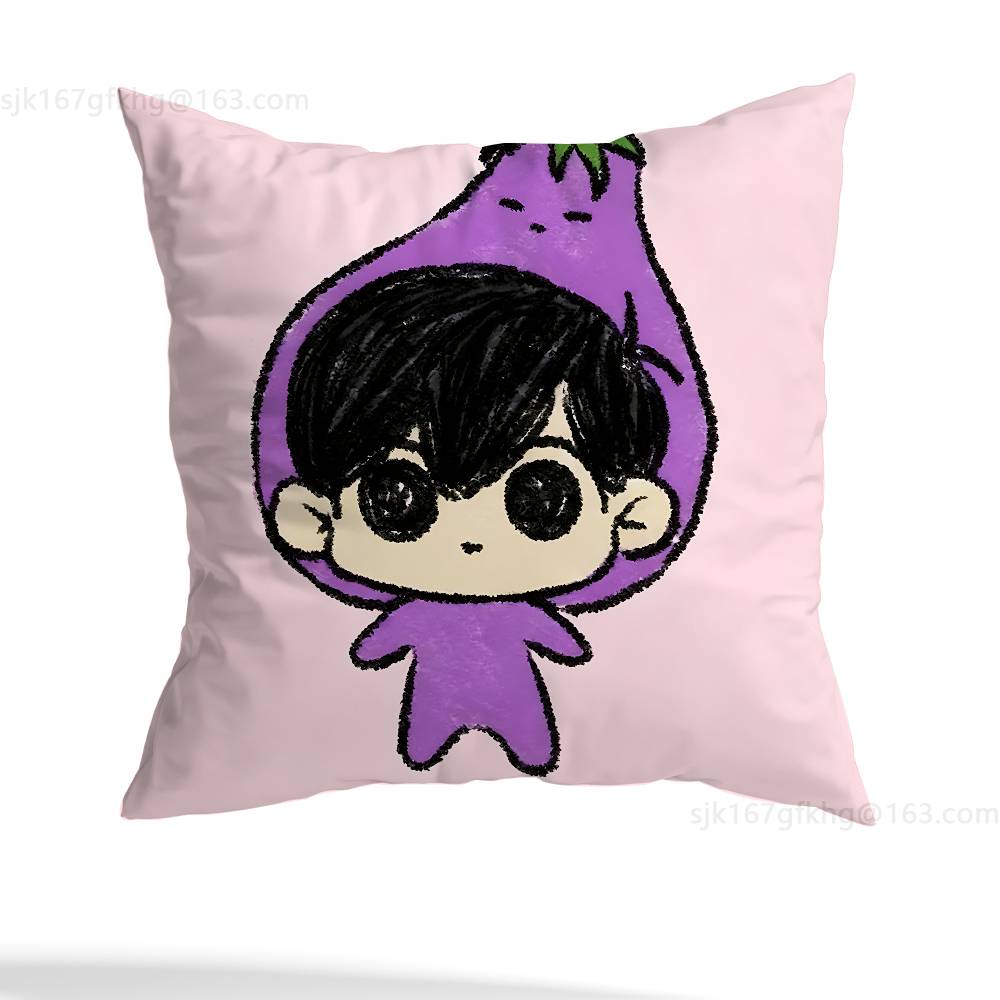 O-Omori Game Pillow Case Square Double-Sided Printing Short Plush Sofa Cushion Cover Bedroom Bedside Pillow