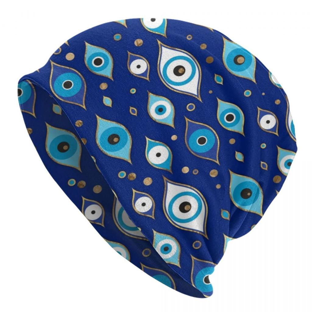 Mediterranean Evil Eye Skullies Beanies Caps Hip Hop Winter Warm Knitted Hat Adult Unisex Turkish Amulet Culture Bonnet Hats