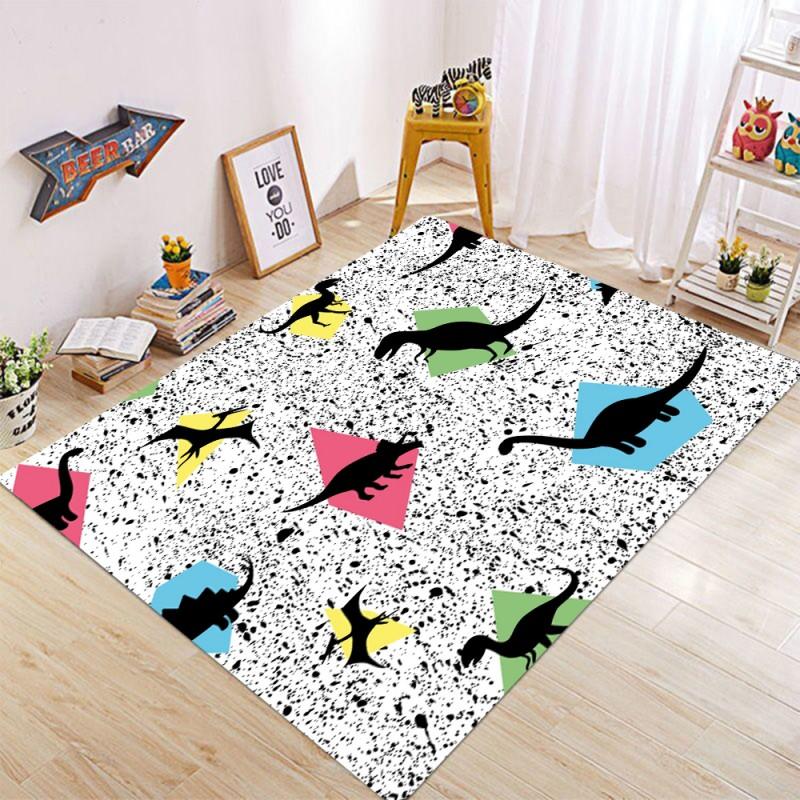 Cartoon Dinosaur Print Area Rugs Anti Slip Machine Washable Kid Carpet Bedroom Living Room Bathroom Dormitories Floor Mat