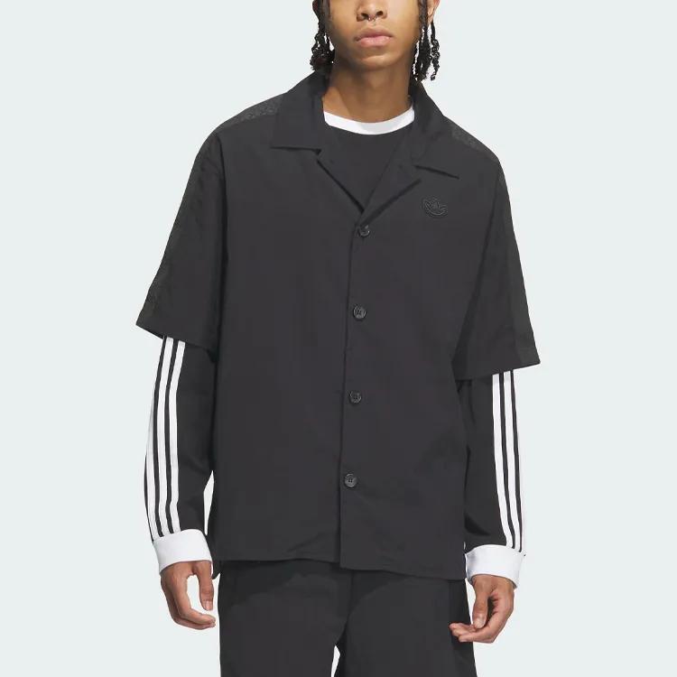 Adidas Originals Shirts Unisex Black Cuban Collar Moderate Shirt (Unisex) Shirts IN1033