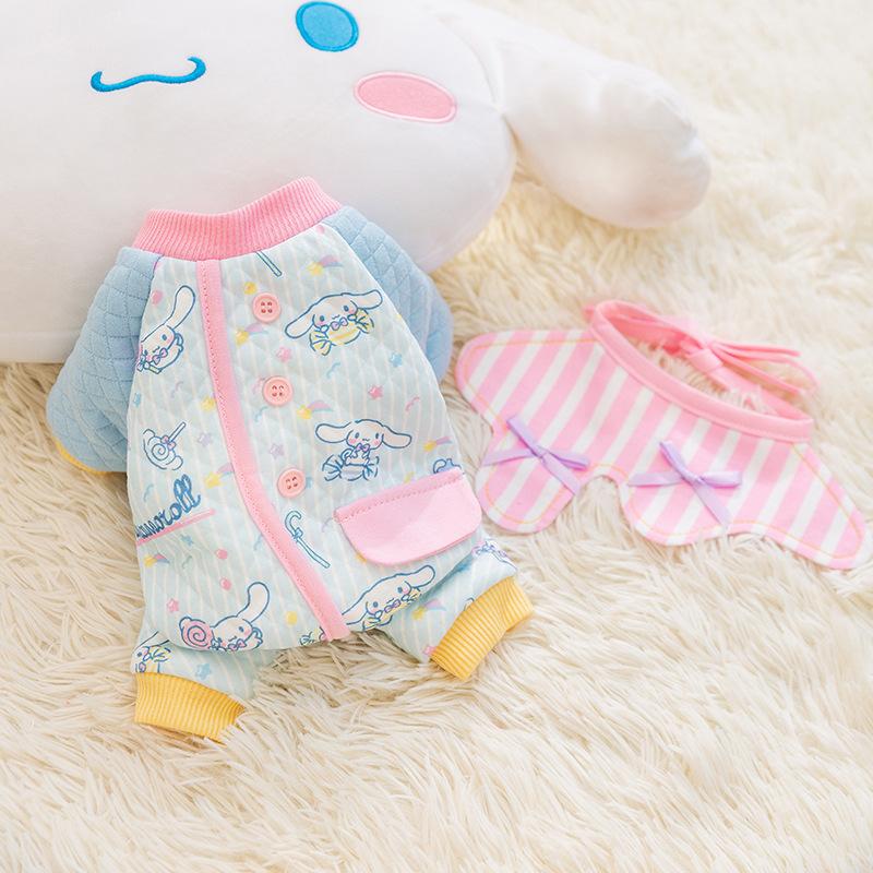 Fleece and thickened thermal bib full of printed four-legged cotton-padded clothes into kitten thermal cat clothes