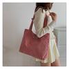 Korean Style Cotton Tote Bag for Women Solid Color Large Capacity Handbag Fashionable Casual Shoulder Purse CLE