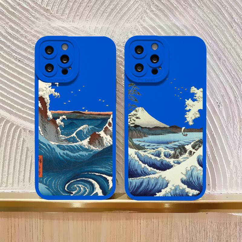 Ukiyoe Sea Wave Water Splash Phone Case For iPhone 14 13 12 11 Pro Max 14 Plus X XS XR 7 8 Plus SE 2020 Soft Silicone Back Cover