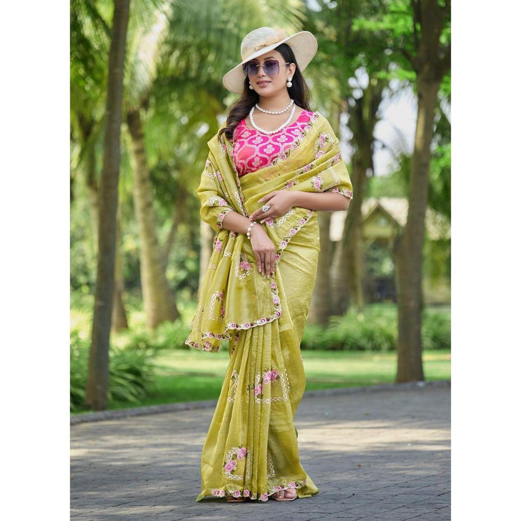 Beautiful Floral Embroidery all Over The Saree
