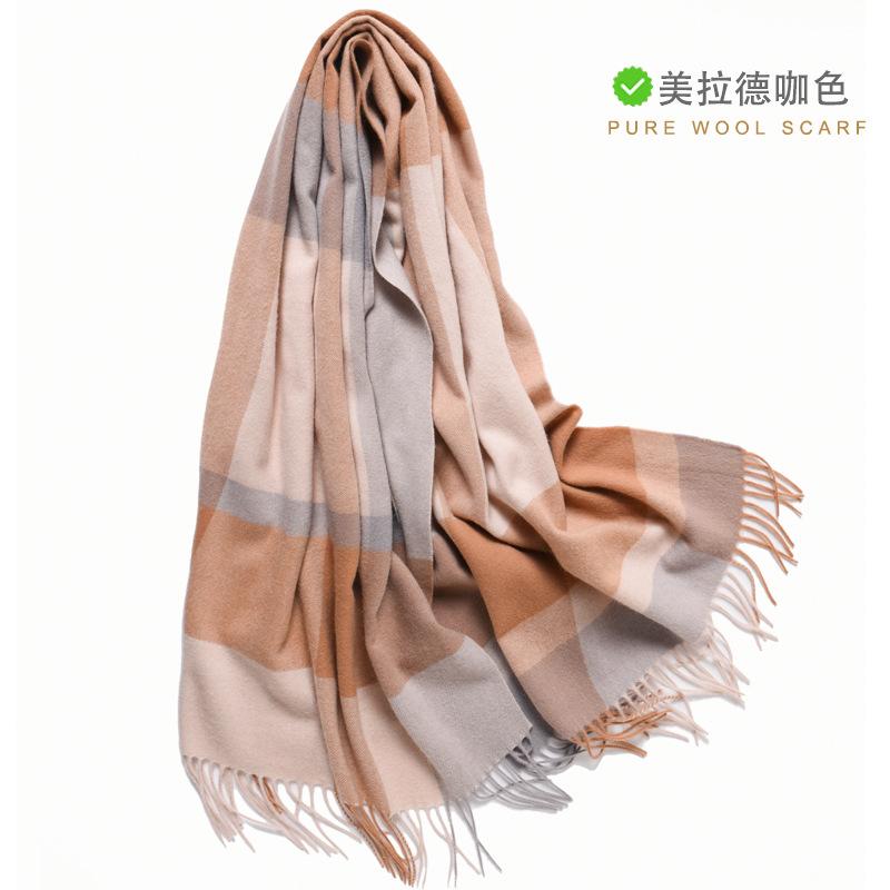 Pure wool plaid scarf women's winter versatile new gift thickened warm scarf cashmere shawl high-end