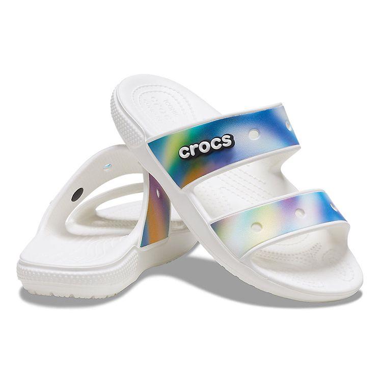 Crocs Classic Aurora Colorful Slide Sandals Unisex Sandals White 207771-94S