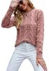 2026 Autumn Winter Women's Long Sleeve Cable Knit Pullover Sweater