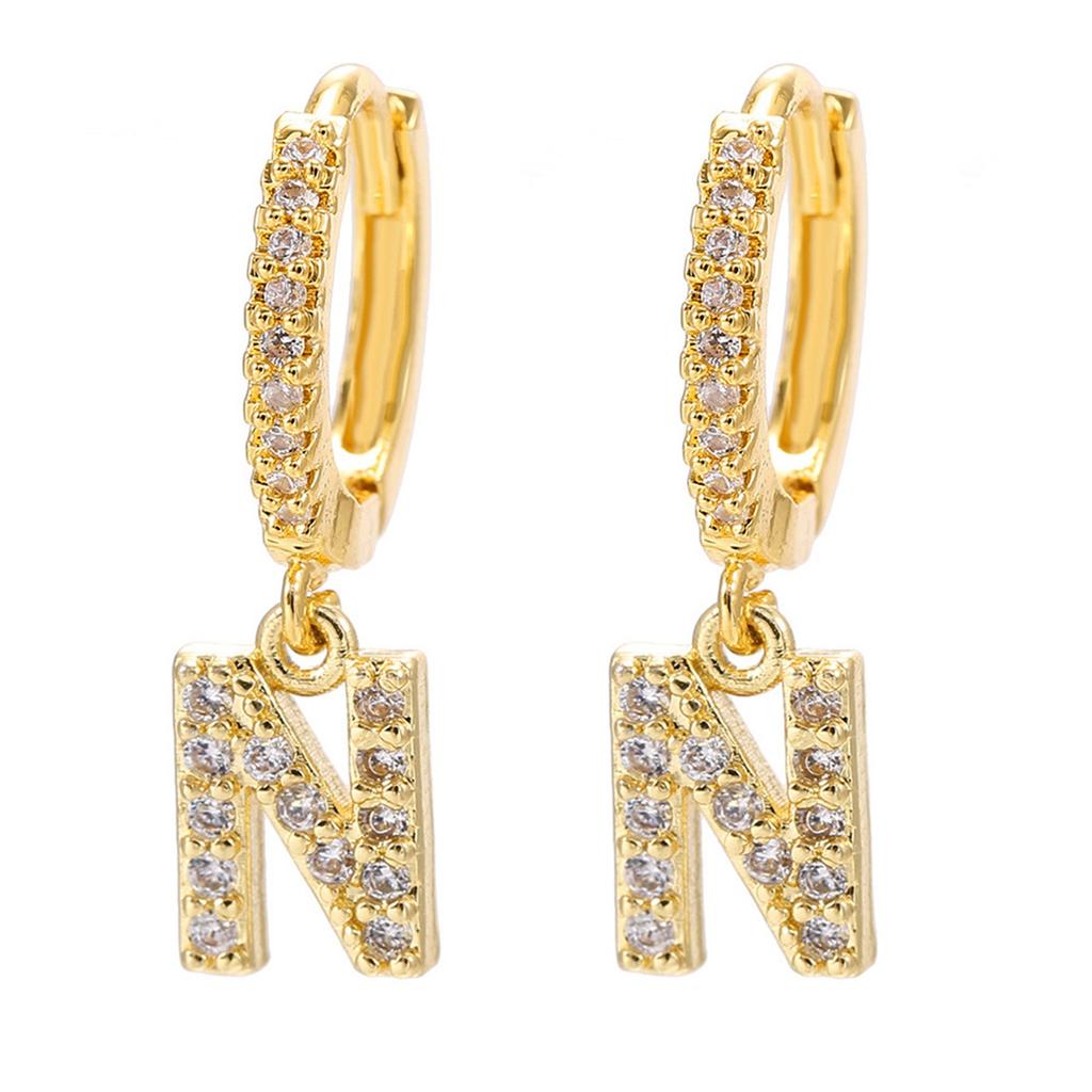 A Pair Of Zircon Earrings With Letters