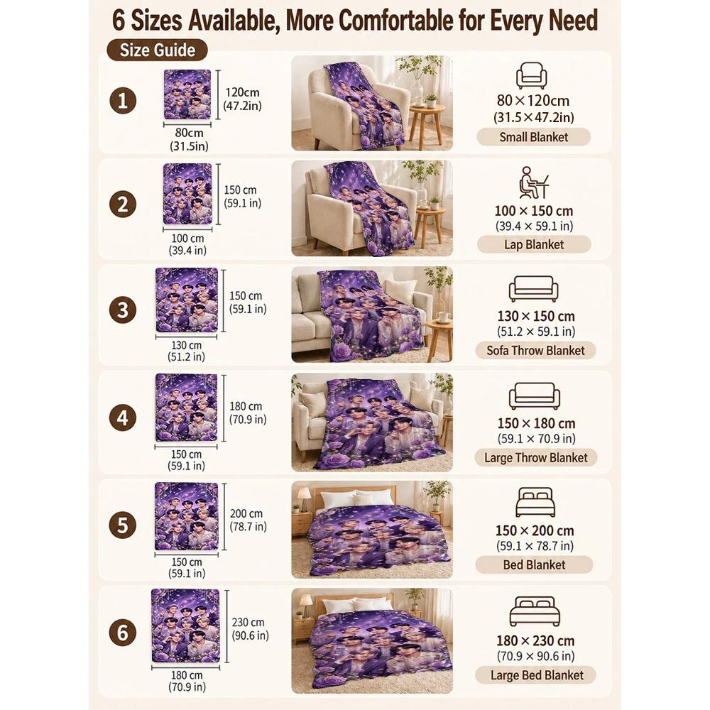 Starry Purple Rose Fantasy Blanket Soft And Comfortable Suitable For All Seasons Office Rest Blanket Air Conditioning Blanket Digital Printing
