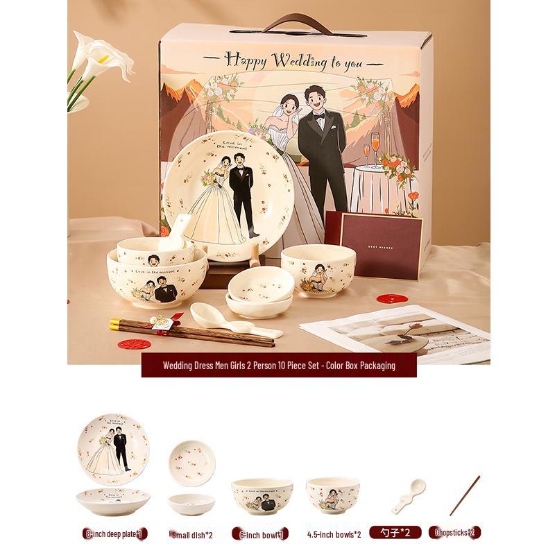 

Elegant Newlywed Engagement Gift: Premium Bowl, Chopsticks & Glassware Set for Couples or Best Friends