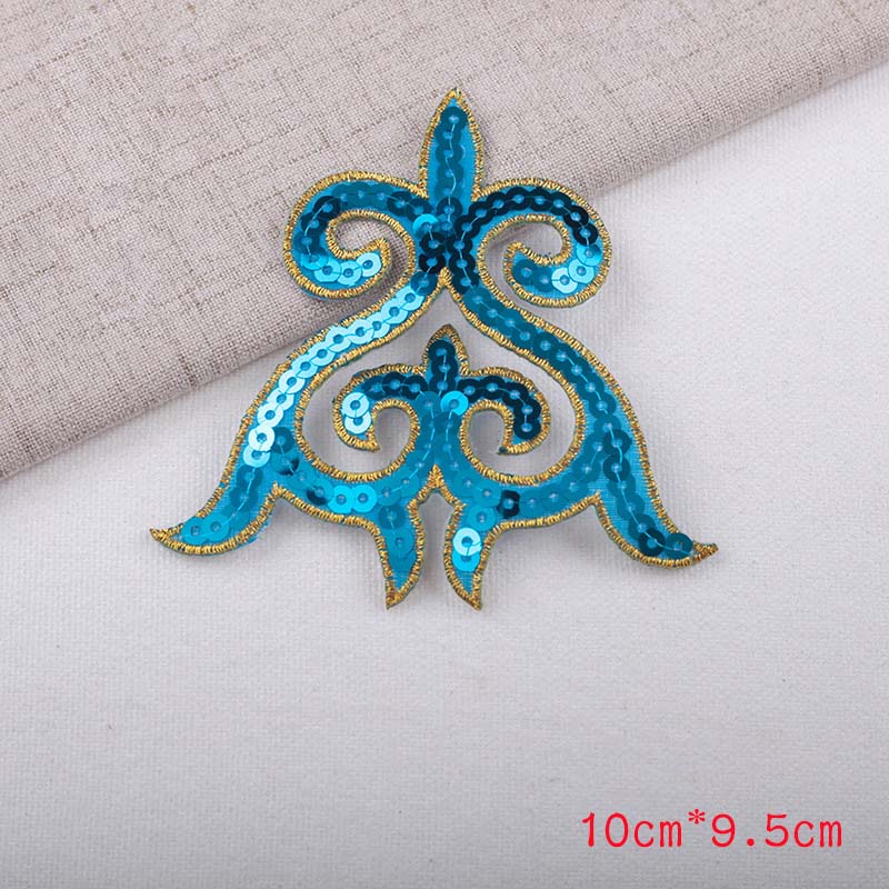 Diy Clothes Accessories Designer Sequined Patch Triangle Pattern Sequin Embroidery Iron-on Applique Sticker Ethnic Costume Patch