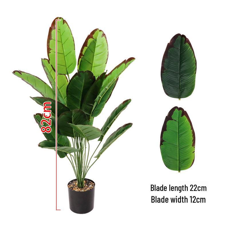 Simulation Traveler's Palm and Bird of Paradise Evergreen Large Potted Plant, 24 Heads, Indoor Floor Standing Bonsai