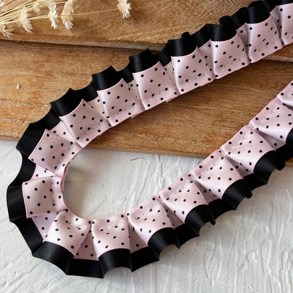 2M Pleated Ribbon Trim Ruffle Trim Collar Cuff Trim Lolita Dress Ribbon Needlework Crafts DIY Double Layer Lace Ribbon