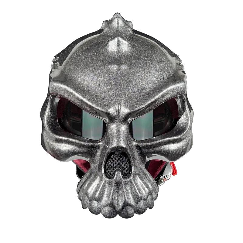 

Ретро шлем-маска с черепом для мотоцикла – Одобрено ECE/DOT, Стильный дизайн скелета для мужчин и женщин, Идеальный подарок на Хэллоуин L темно серый