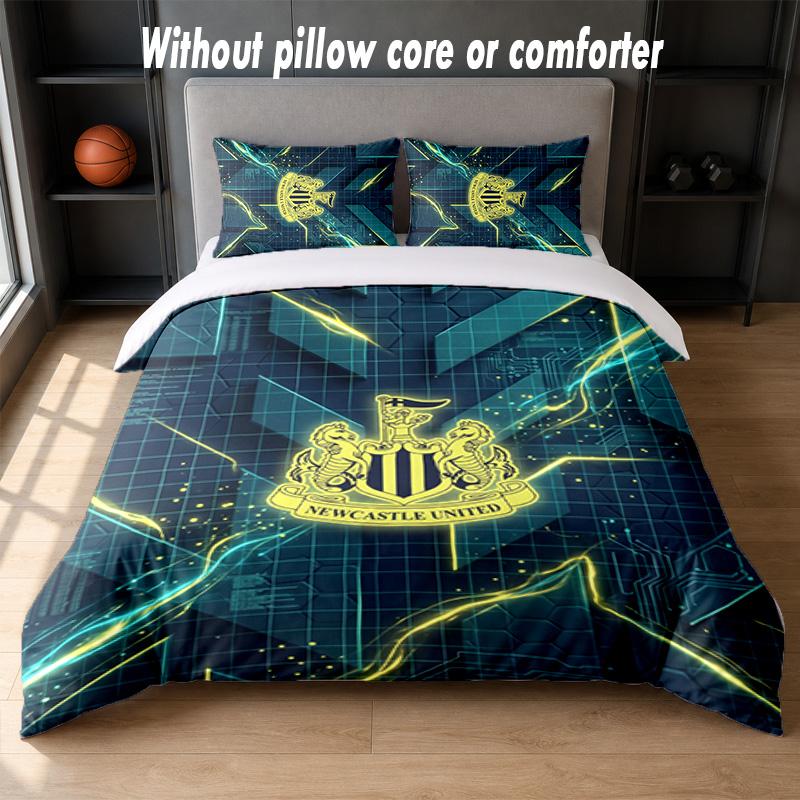 Newcastle United Football Design Bed Bedding Set 1 Duvet Cover + 2 Pillowcases Soft Breathable Household Bed Linens