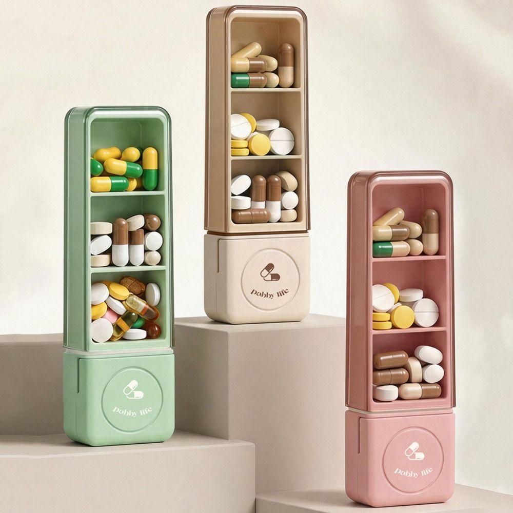 3 Compartment Pill Organizer 2-IN-1 Drug Tablet Organizer Durable Pill Box Splitters