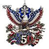 USA Flag Holiday Decorations 250 Anniversary Christmas Ornament, United States 1776-2026 250th Xmas Tree Trim Patriotic Keepsake, Acrylic Hanging
